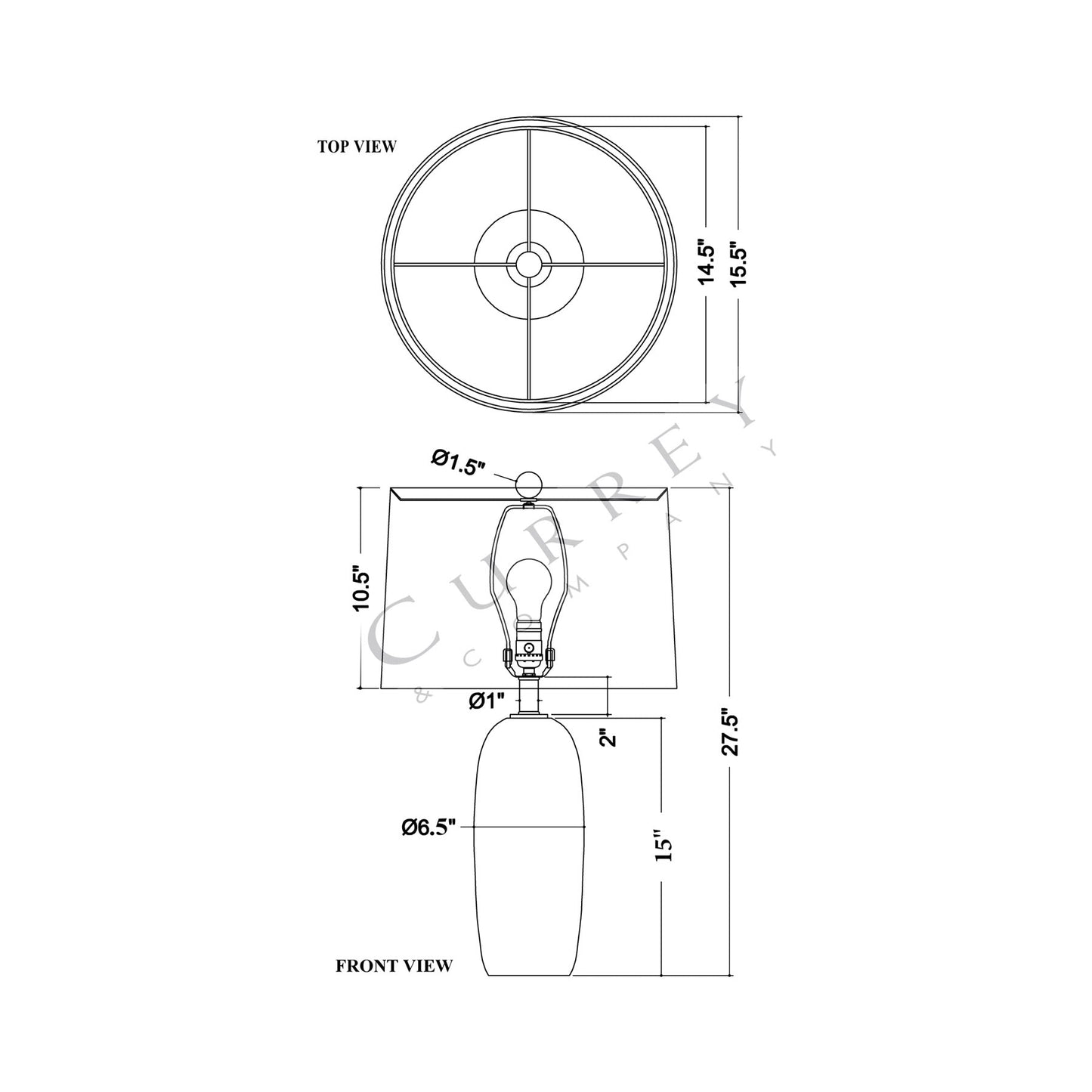 Pallas Table Lamp - line drawing.