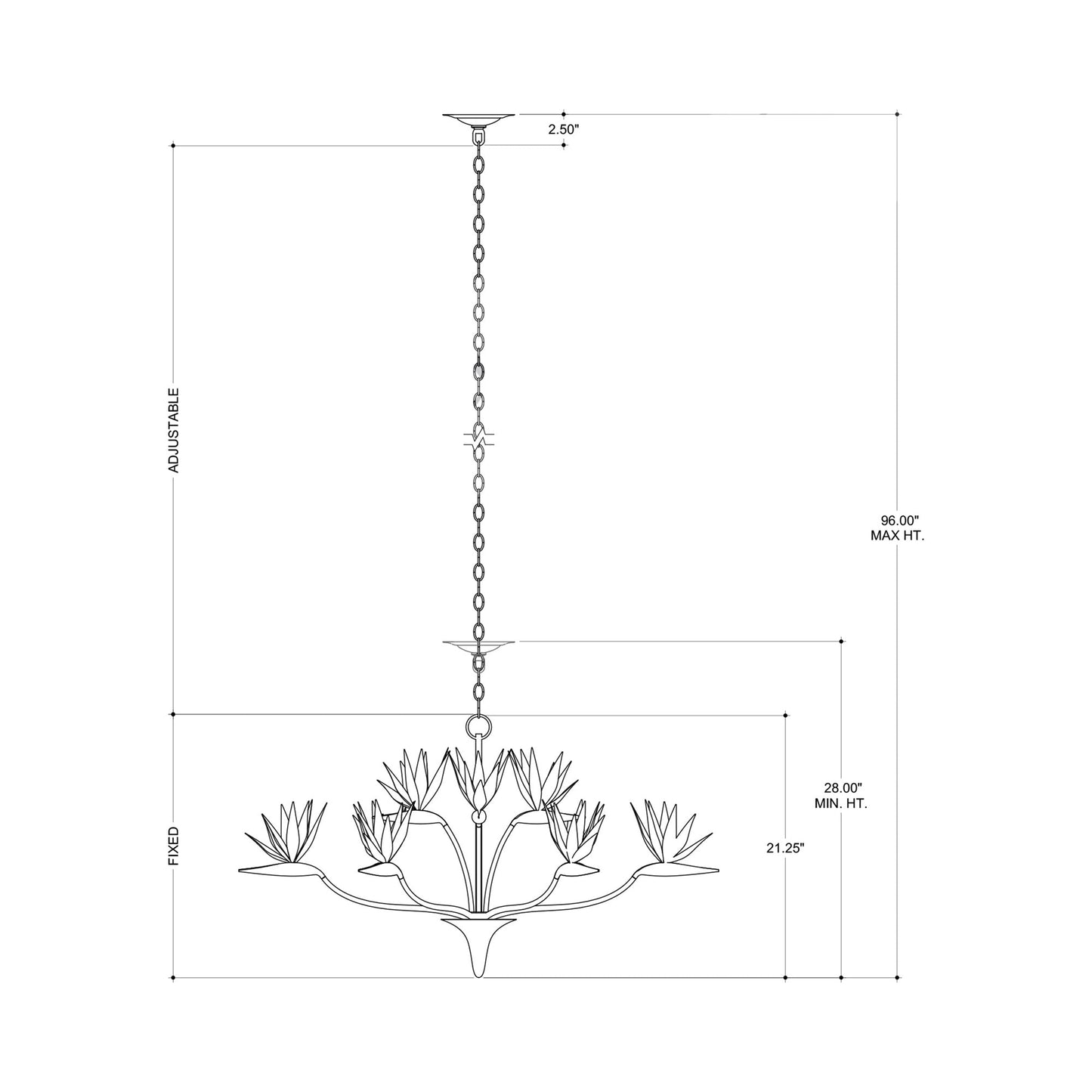 Paradiso Chandelier - line drawing