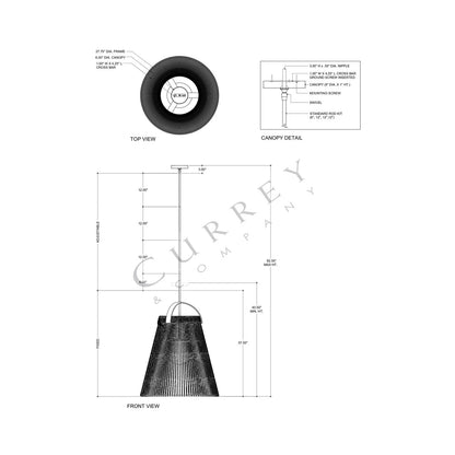 Parnell Pendant Light - line drawing.