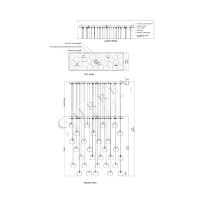 Pathos Linear Multi Pendant Light - line drawing.