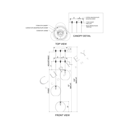 Pathos Multi Pendant Light - line drawing.