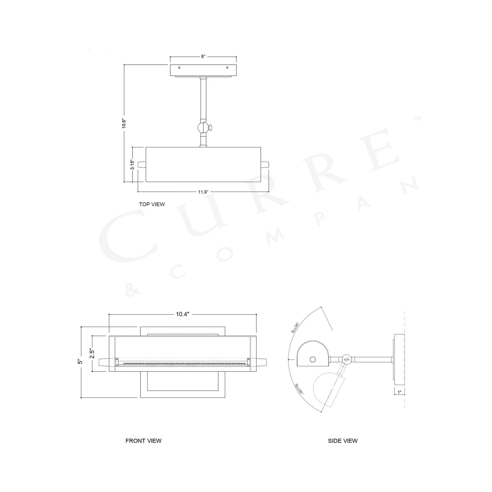 Pendleton LED Picture Light - line drawing.