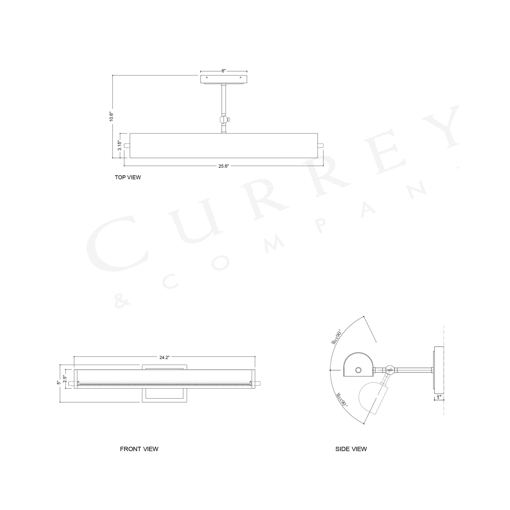 Pendleton LED Picture Light - line drawing.