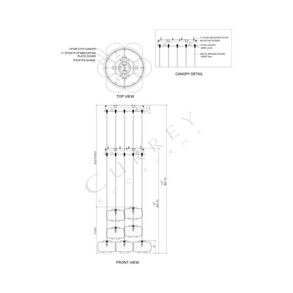 Pepper Multi Pendant Light - line drawing.