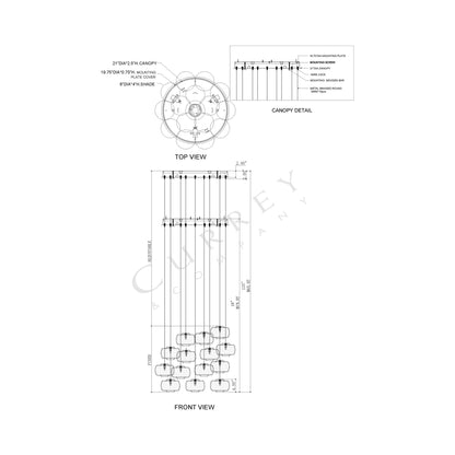 Pepper Multi Pendant Light - line drawing.