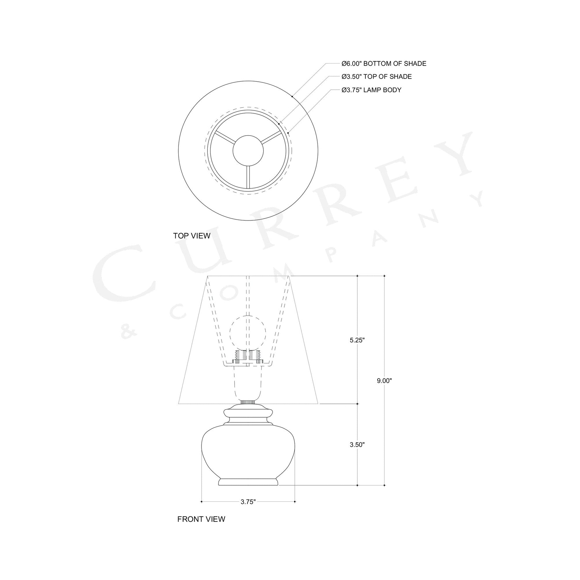 Piccolo Mini Table Lamp - line drawing.