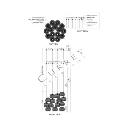 Piero Multi Pendant Light - line drawing.