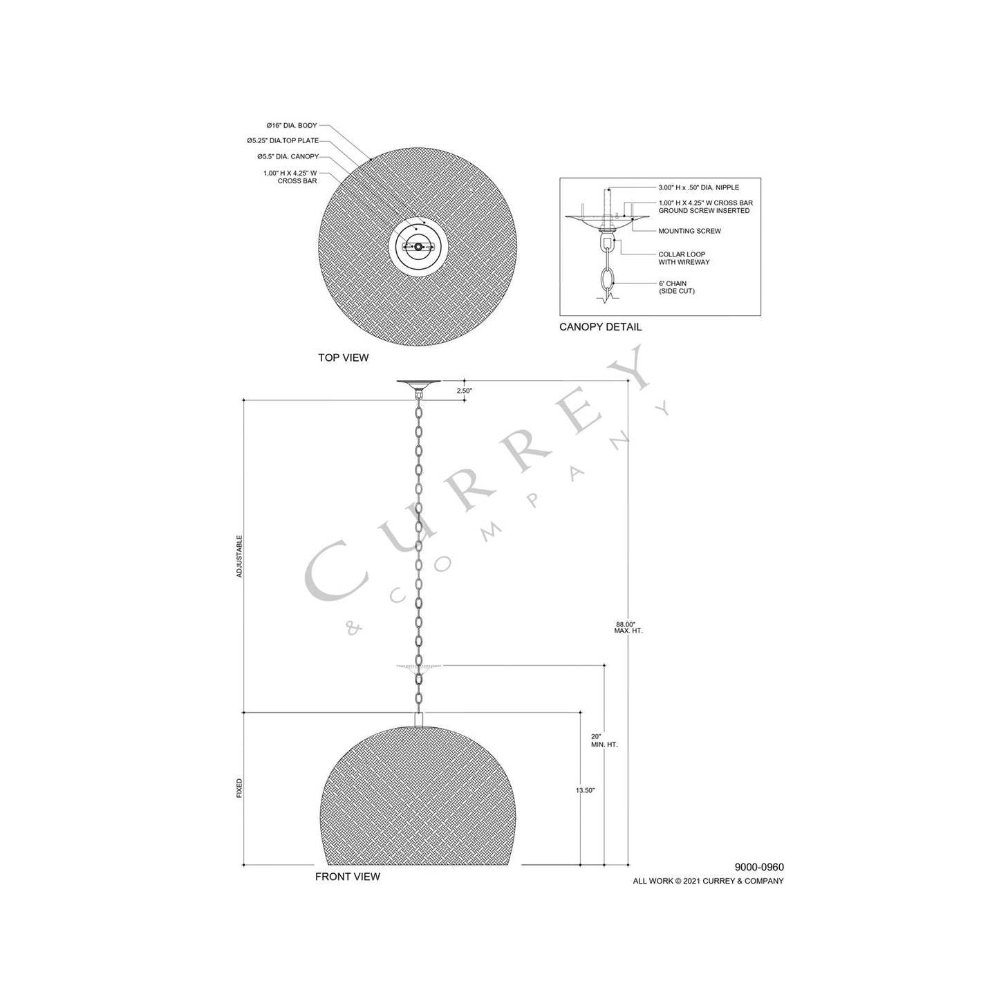Piero Pendant Light - line drawing.