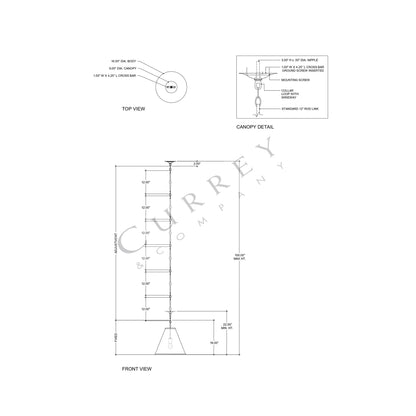 Pierrepont Pendant Light - line drawing.