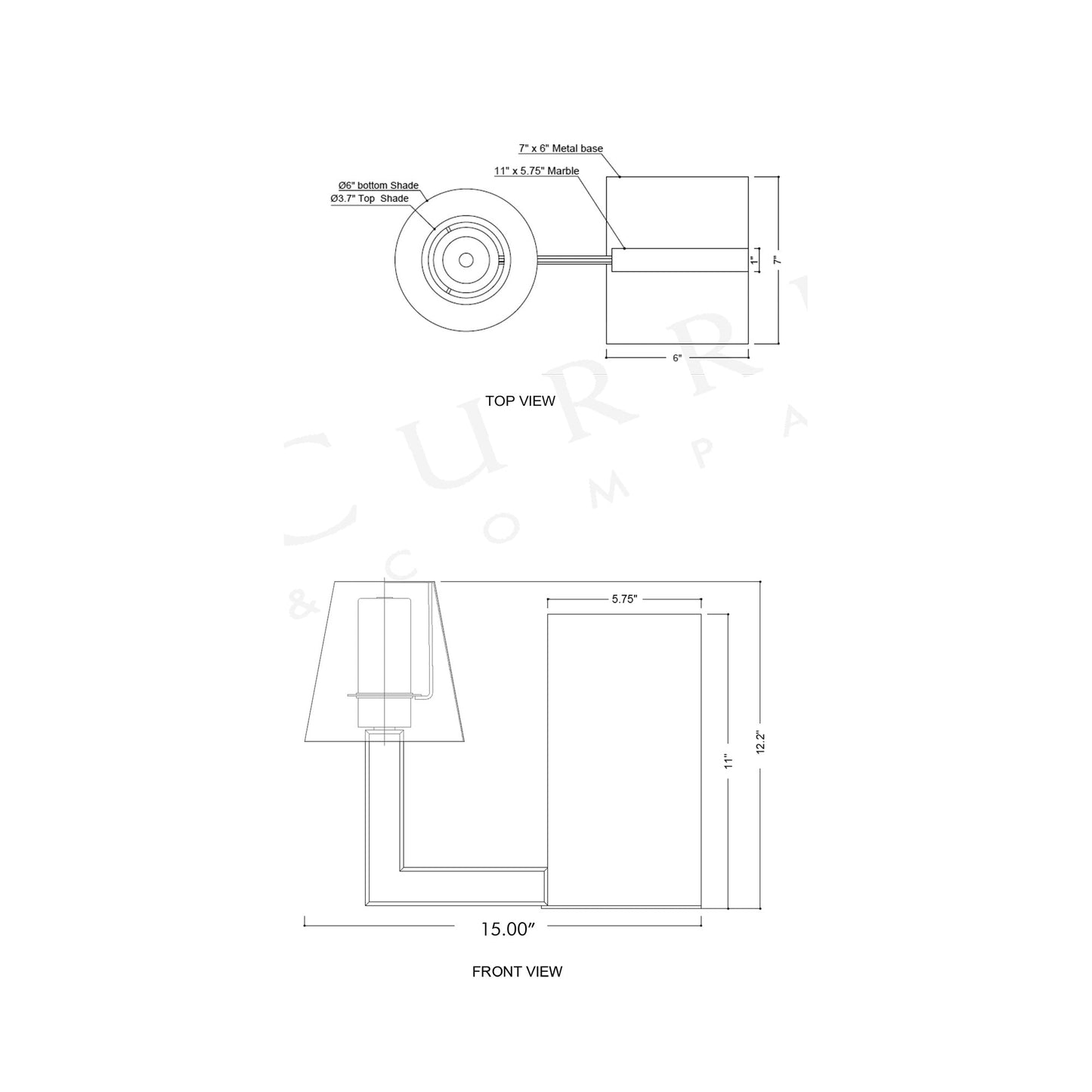 Pilote LED Rechargeable Table Lamp - line drawing.