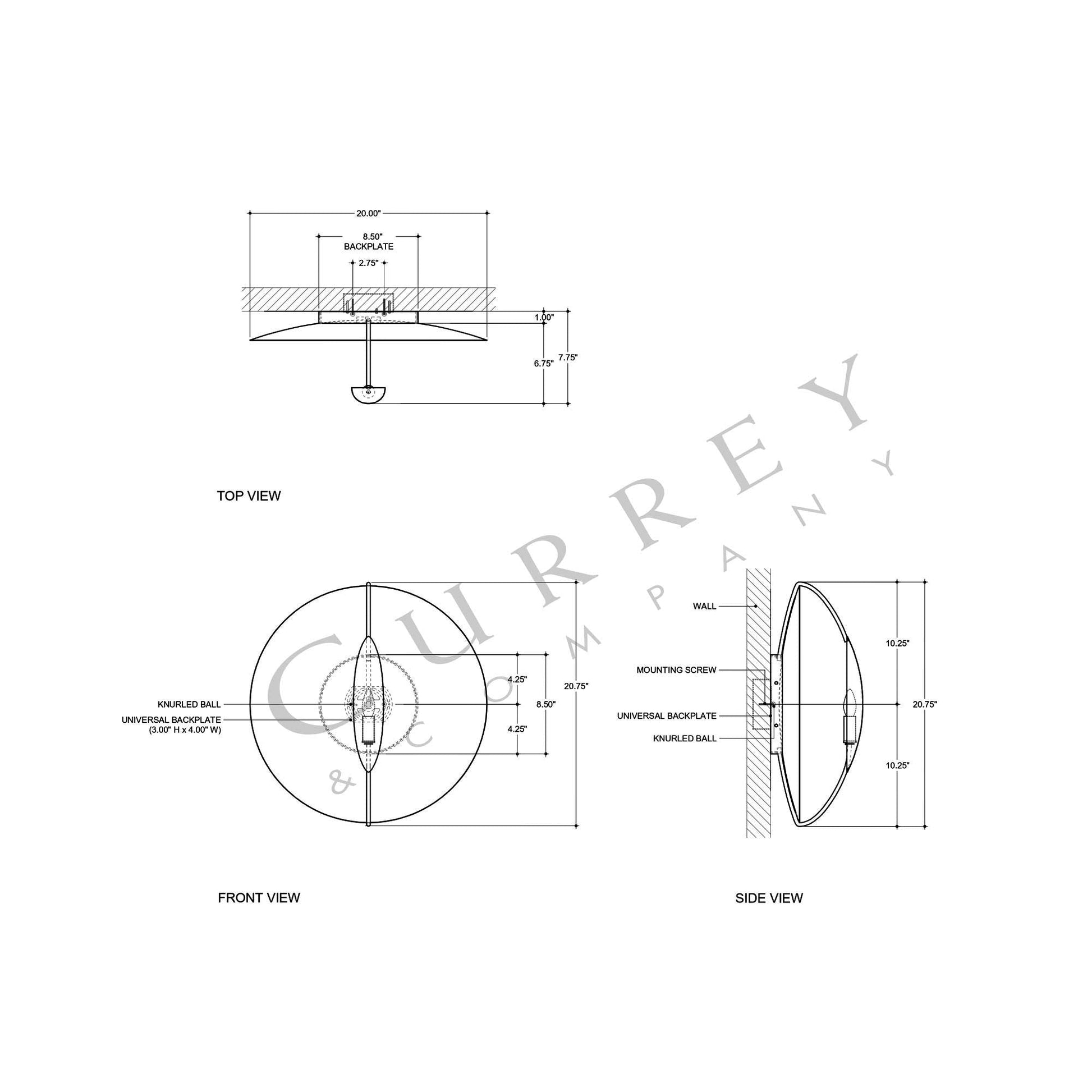 Pinders Wall Light - line drawing.