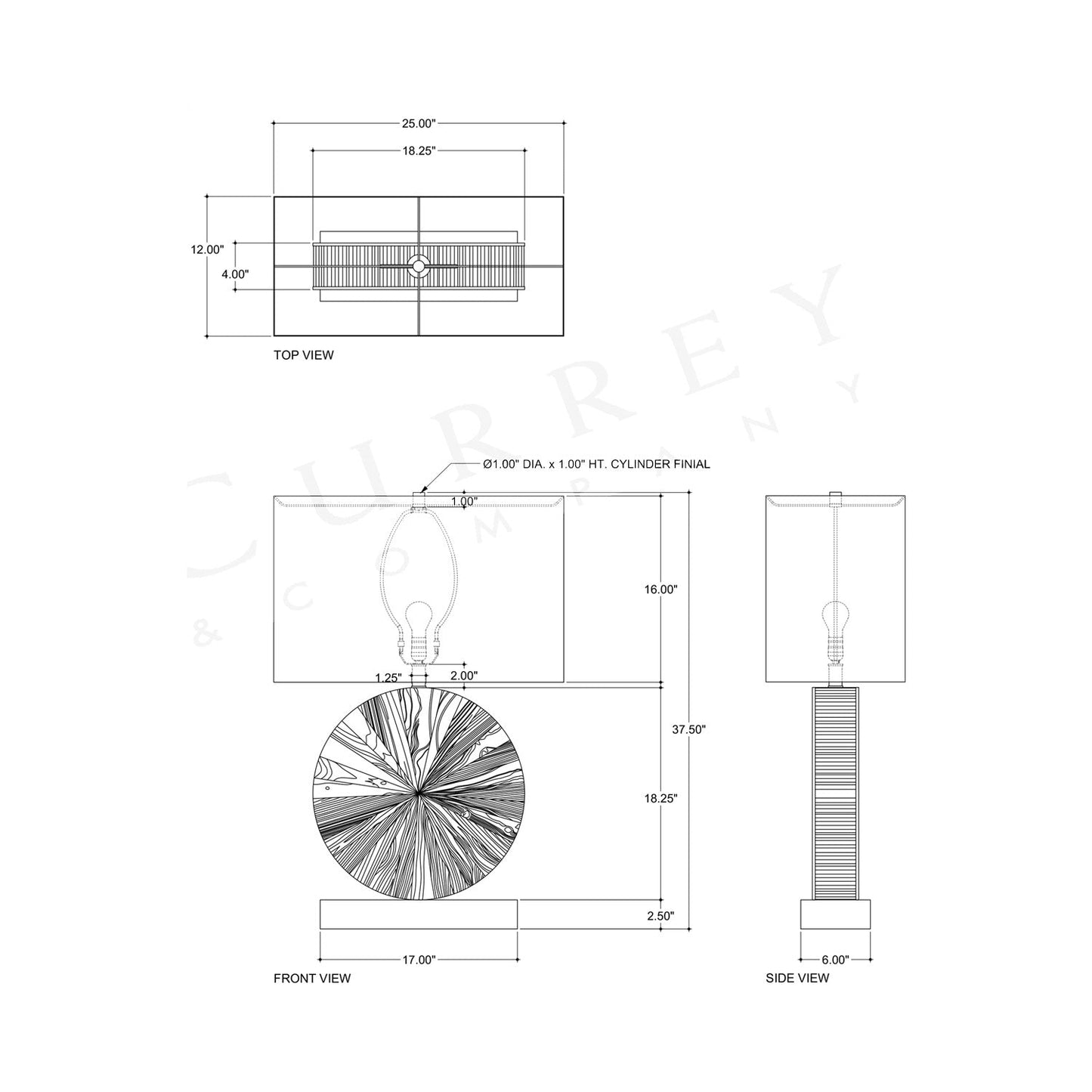 Pinion Table Lamp - line drawing.