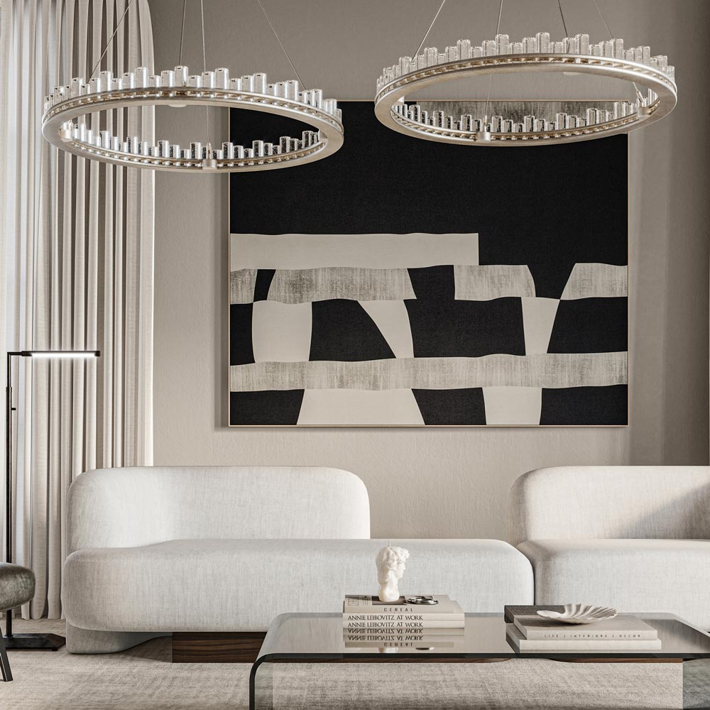 Pleiades LED Chandelier in living room.