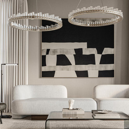 Pleiades LED Chandelier in living room.