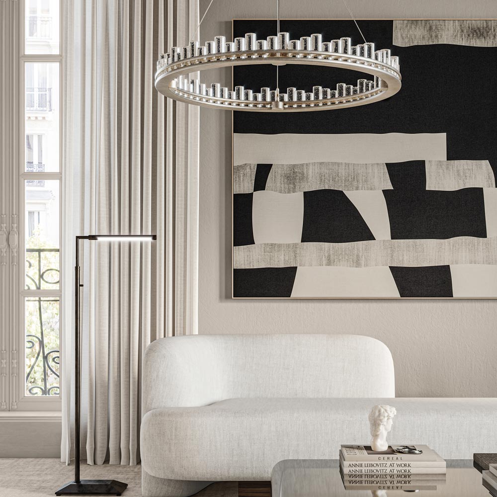 Pleiades LED Chandelier in living room.