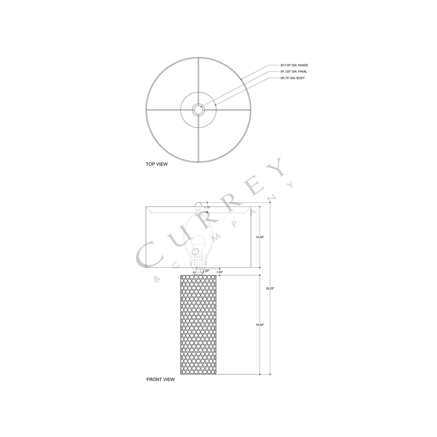 Polka Dot Table Lamp - line drawing.