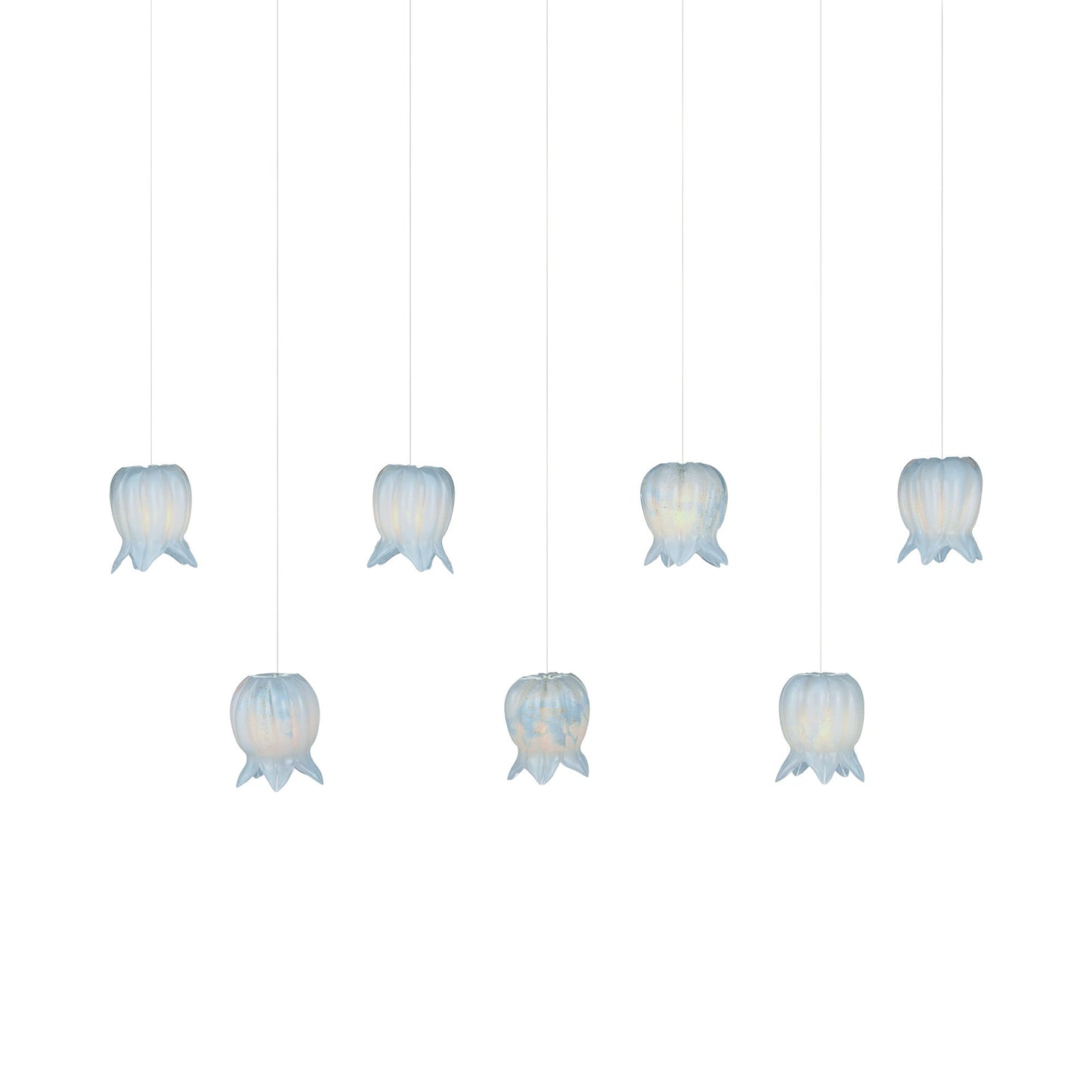 Polpo Linear Pendant Light in Blue (7-Light).