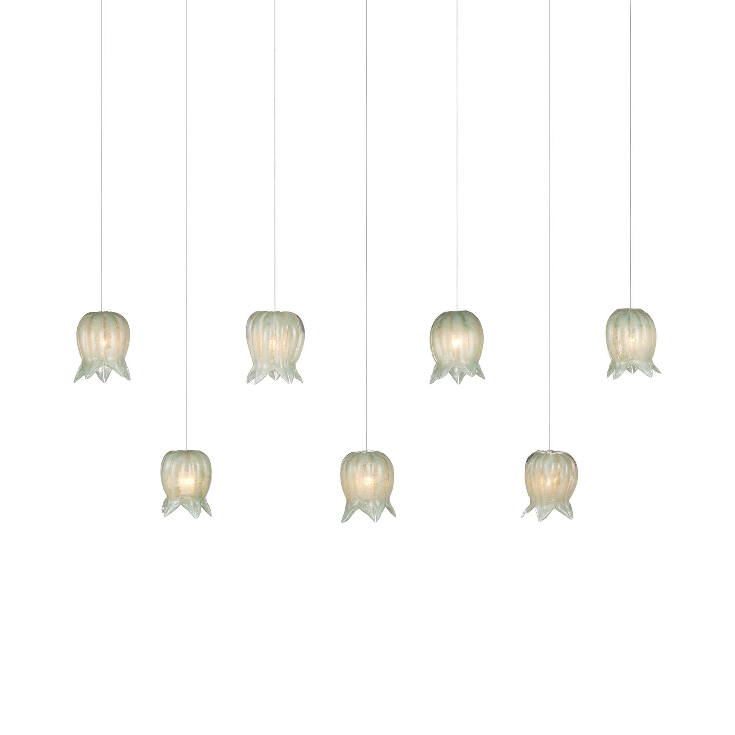 Polpo Linear Pendant Light in Green (7-Light).