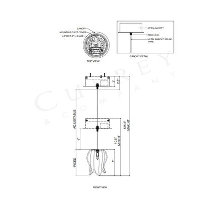 Polpo Pendant Light - line drawing.