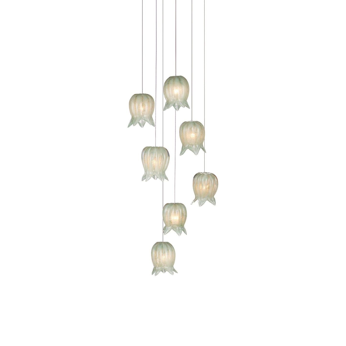 Polpo Round Pendant Light in Green (7-Light).
