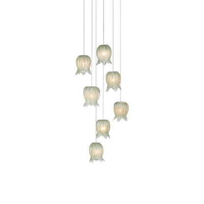 Polpo Round Pendant Light in Green (7-Light).