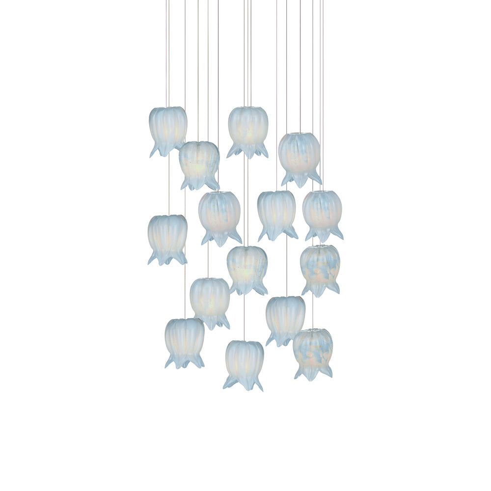 Polpo Round Pendant Light in Blue (15-Light).