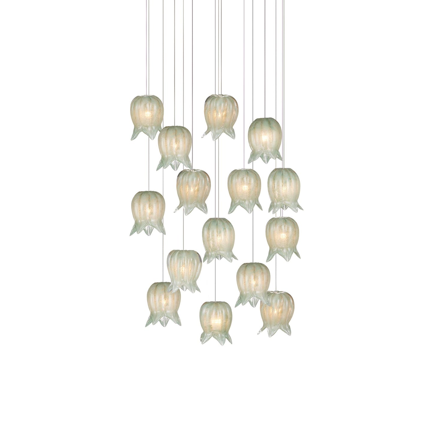 Polpo Round Pendant Light in Green (15-Light).