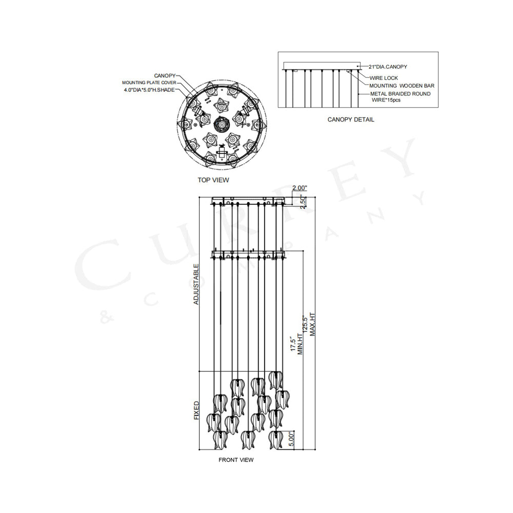 Polpo Round Pendant Light - line drawing.