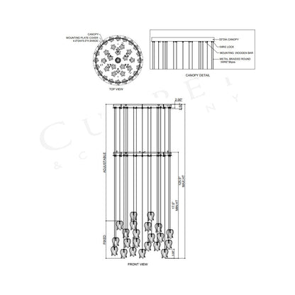 Polpo Round Pendant Light - line drawing.