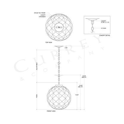Polyhedron Pendant Light - line drawing.