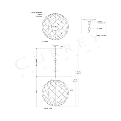 Polyhedron Pendant Light - line drawing.