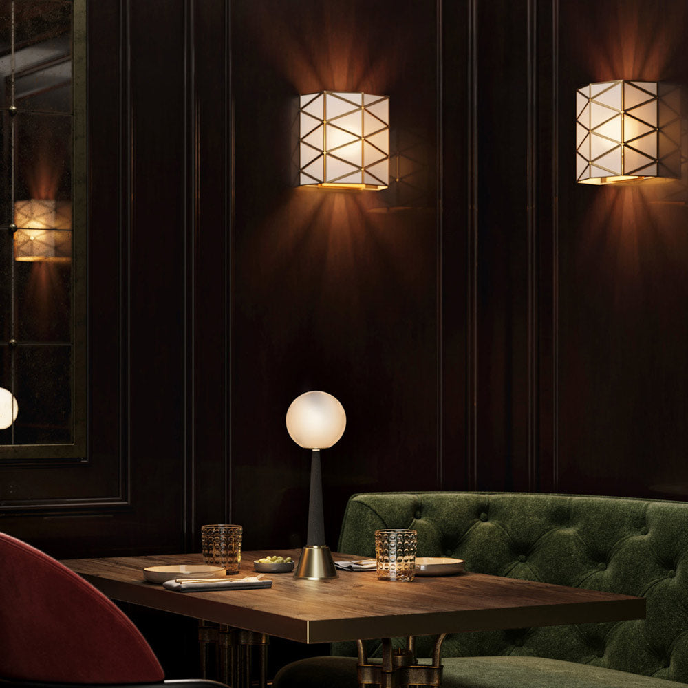 Polyhedron Wall Light in restaurant.