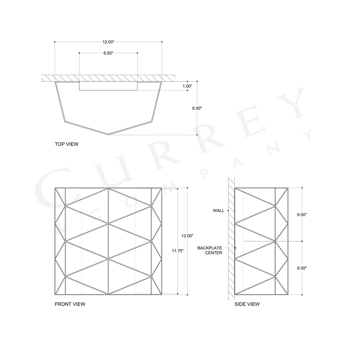 Polyhedron Wall Light - line drawing.