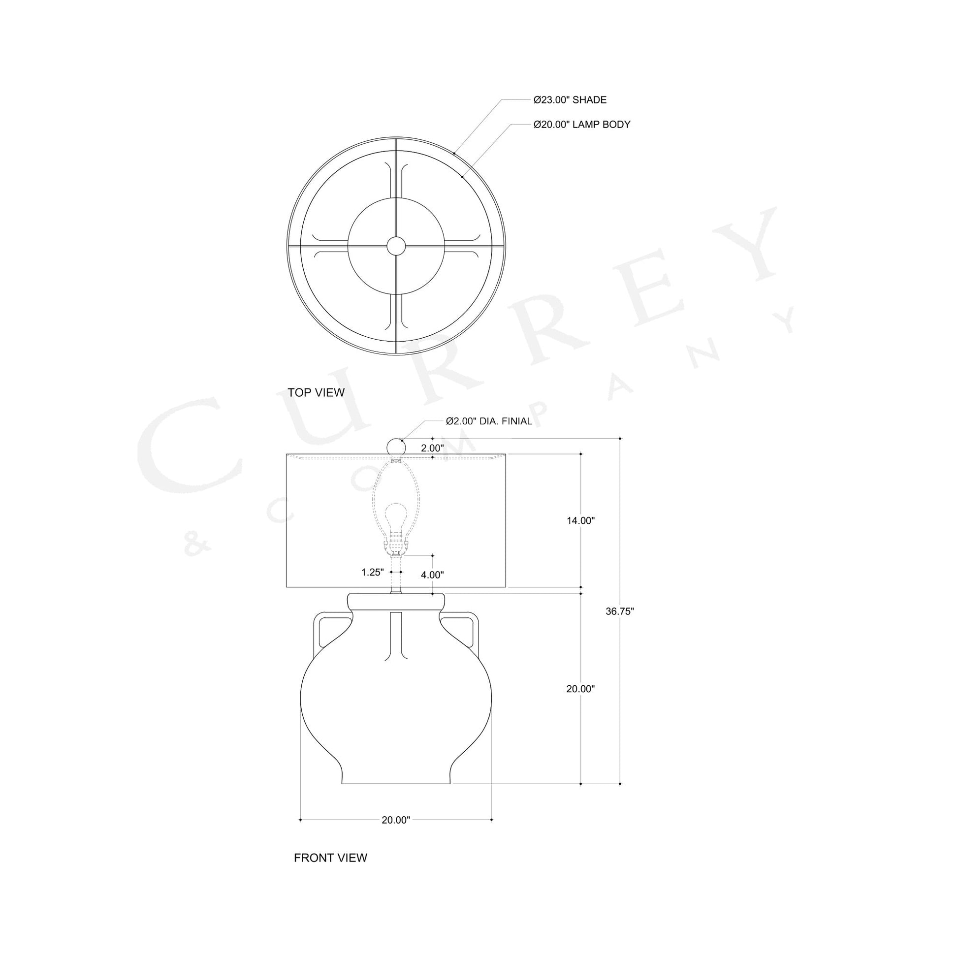 Pompeii Table Lamp - line drawing.