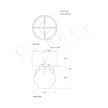 Pompeii Table Lamp - line drawing.