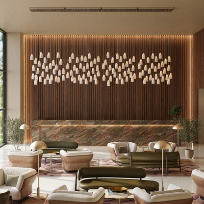 Posh Linear Pendant Light in lobby.