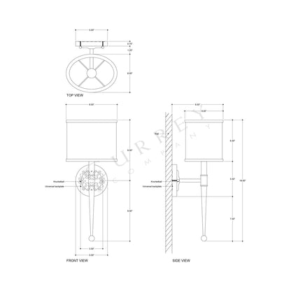 Primo Wall Light - line drawing.