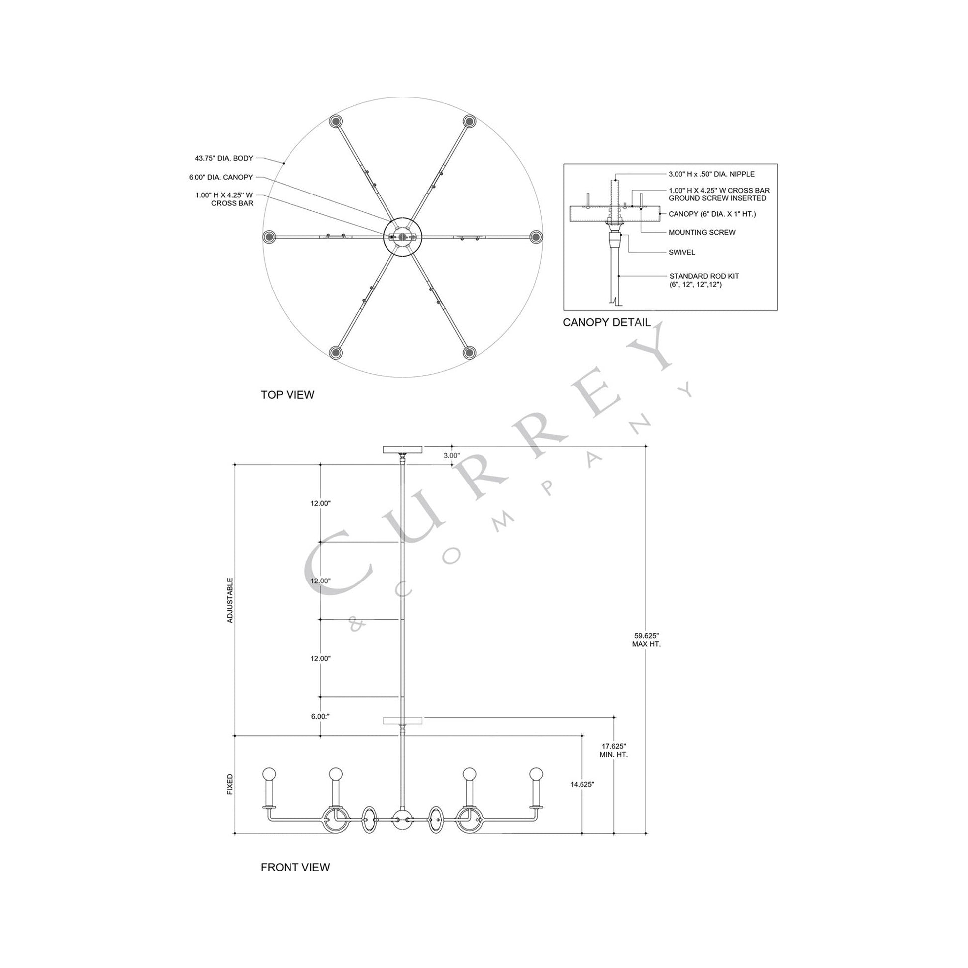 Privateer Chandelier - line drawing.