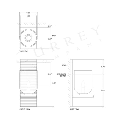 Purcell Wall Light - line drawing.