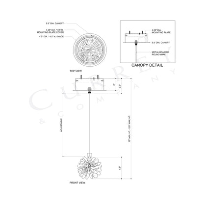 Purity Pendant Light - line drawing.