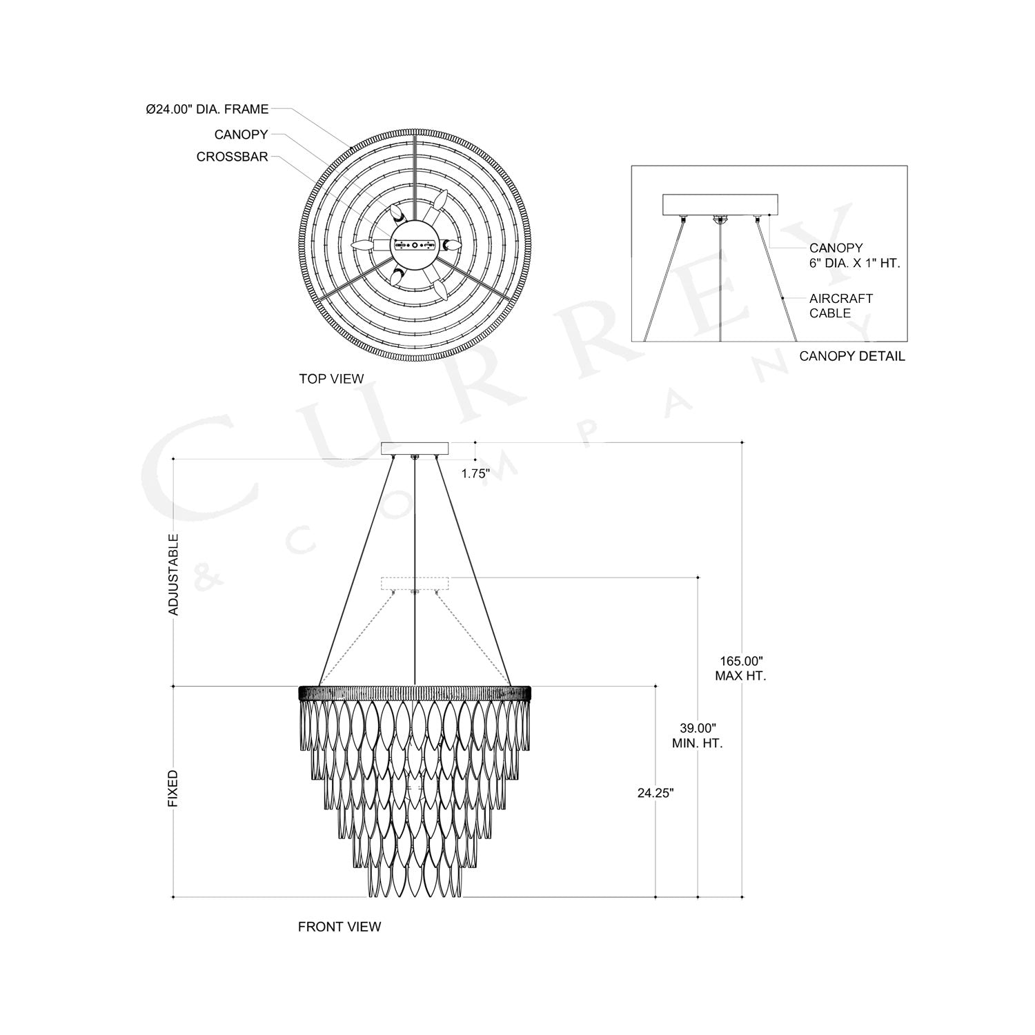 Quiver Chandelier - line drawing.