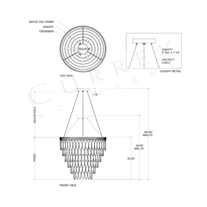Quiver Chandelier - line drawing.