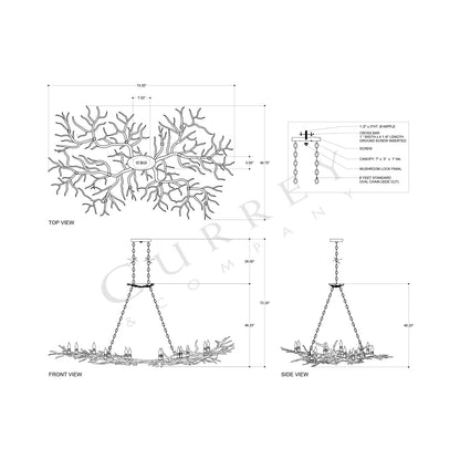 Rainforest Chandelier - line drawing.