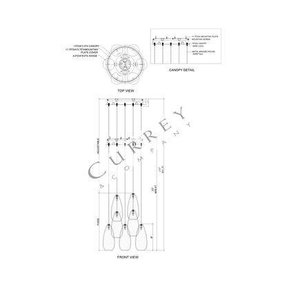 Rame Multi Pendant Light - line drawing.