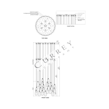 Rame Multi Pendant Light - line drawing.
