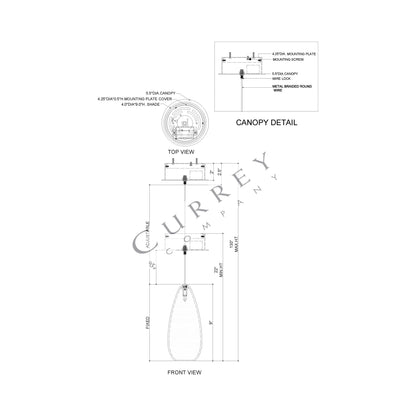 Rame Pendant Light - line drawing.