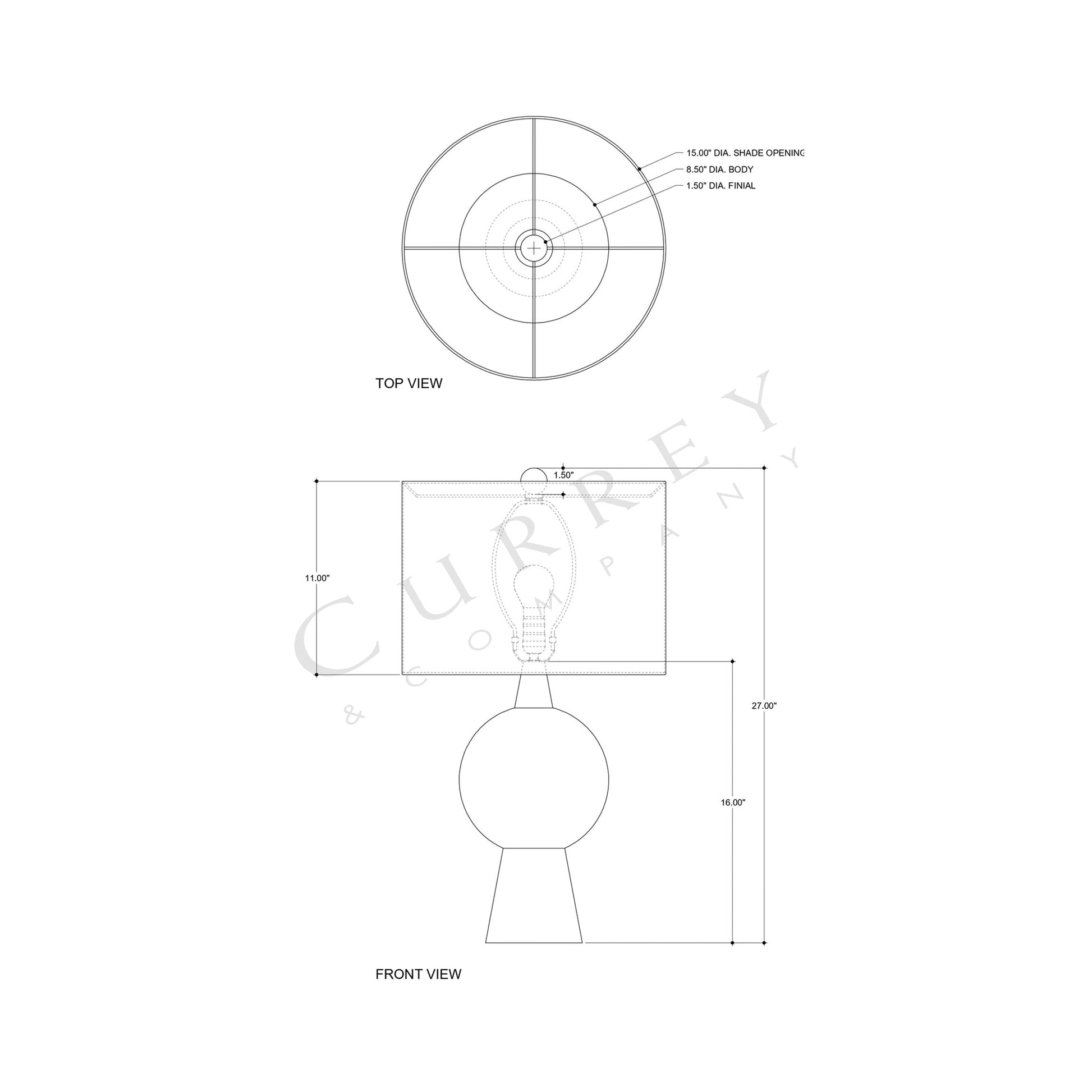 Rami Table Lamp - line drawing.