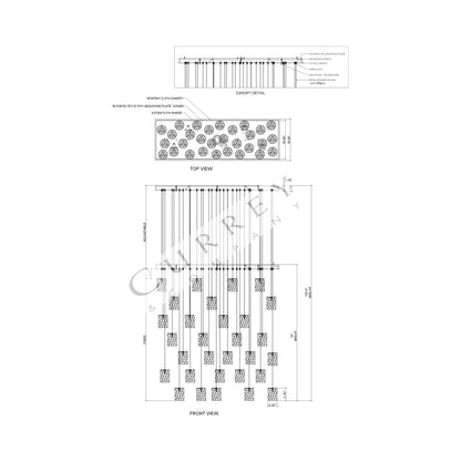 Regatta Linear Multi Pendant Light - line drawing.