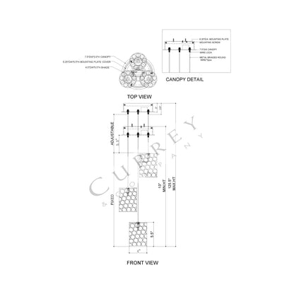 Regatta Multi Pendant Light - line drawing.