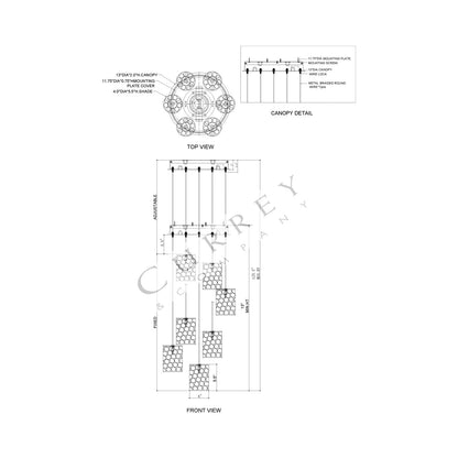 Regatta Multi Pendant Light - line drawing.